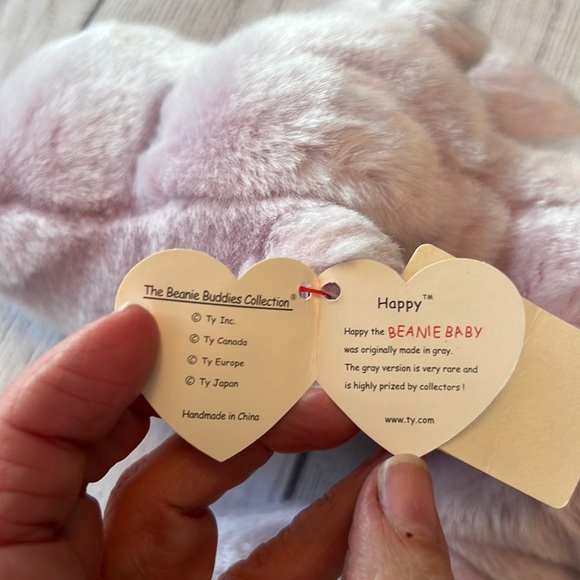 ⭐️⭐️HP!⭐️⭐️ NWT Ty Beanie Buddy Happy the Hippo. Circa 2000. Approx 15.5” long. - Picture 3 of 12